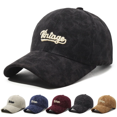 Cappello Da Baseball In Velluto A Coste Vintage Per Uomo Donna Con Ricamo Di Lettere Fibbia In Metallo Regolabile Retro