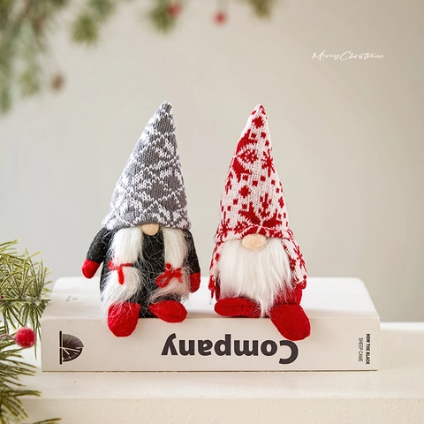 Gnomes De Noël Tomte Suédois Décorations En Peluche Bonnet Tricoté Longue Barbe Ornements De Table Décoration Nordique