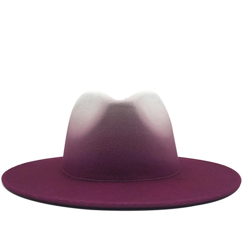 Cappello Fedora A Tesa Larga In Feltro Di Lana Jazz Cap Sfumato Tie Dye Stile Cowboy Occidentale Per Uomo E Donna