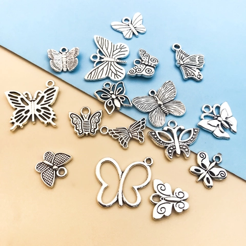 Butterfly Charms Pendants Zinc Alloy Vintage Ancient Silver Color For DIY Necklace Bracelet Jewelry Making Accessories