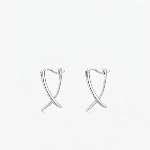 Geometrische X-Vorm Oorbellen 925 Sterling Zilver Minimalistische Gekruiste Lijnen Hoop Ear Buckle Voor Dames