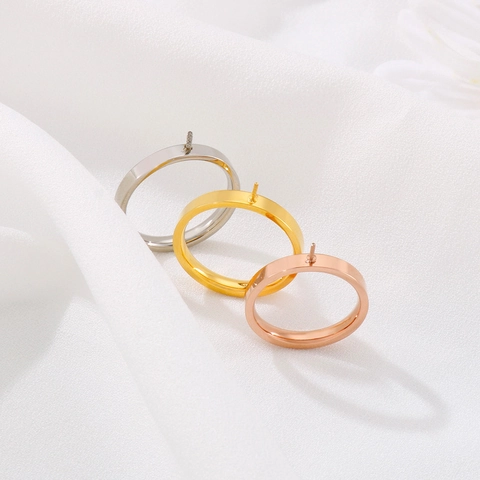 Stainless Steel Ring Base Setting For Artificial Pearl Mounting DIY Jewelry Making Accessory Simple Fashion Component