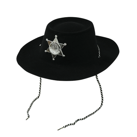 Cappello Da Sceriffo Cowboy Occidentale Con Distintivo A Stella D'argento Plastica Falda Larga Accessoire Per Feste
