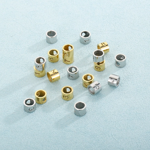 Stainless Steel Hollow Number Beads Roman Numeral Charms For DIY Jewelry Making Bracelet Necklace Heart Pattern