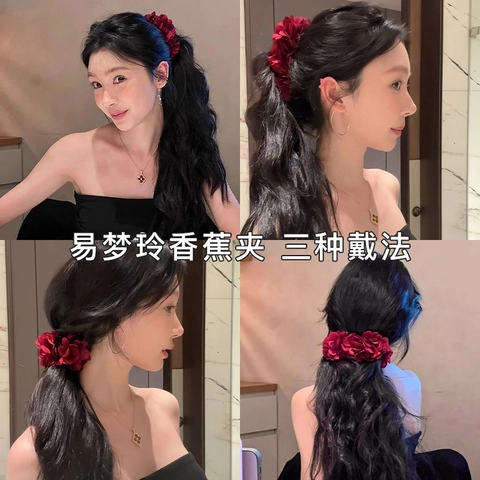 Grande Molletta Per Capelli Fiore In Tessuto Elegante Rosa Floreale Pinza A Squalo Per Donna Vacanza Mare Accessorio