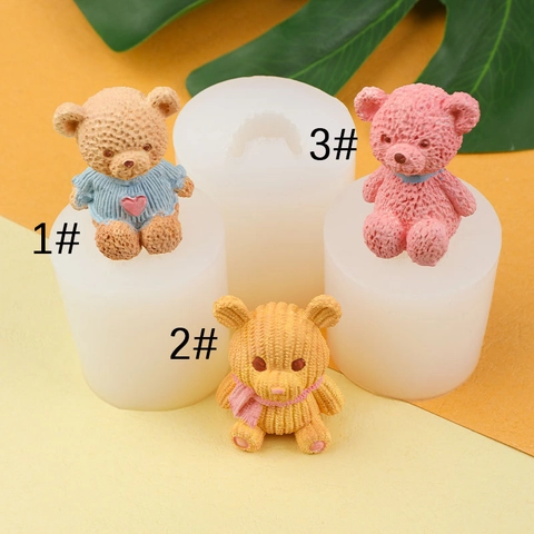 3D Sitzender Bär Silikonform DIY Aromatherapie Kerze Gips Epoxidharz Handwerk Cartoon Teddybär Textur Deko