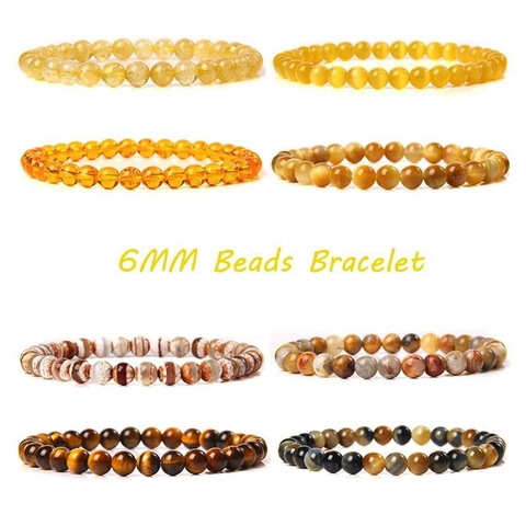 Bracelets En Perles De Pierre Naturelle Fait Main Élastique Petites Perles Rondes Bijoux De Yoga Pour Femmes Hommes