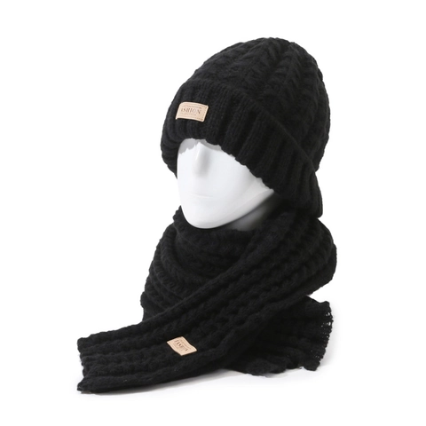 Berretto In Maglia E Sciarpa Spessa Maglia A Trecce Inverno Caldo Colore Solido Versatile Morbido All'aperto Per Donne Uomini