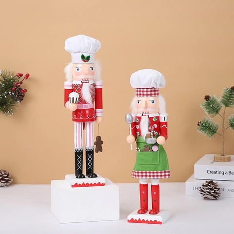 Casse-Noisette Soldat Chef Cuisinier En Bois Figurines Décoration De Table Festive Ornement De Noël Traditionnel