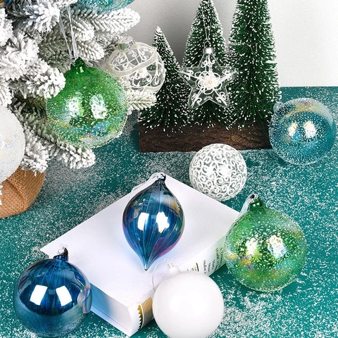Christmas Tree Hanging Ornaments Colorful Glass Balls Frosting Bubble Texture Elegant Holiday Festive Party Decoration
