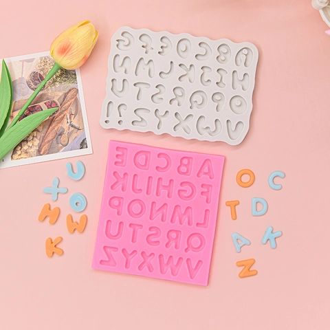 Alfabet Letter Siliconen Vorm Hoofdletters Kleine Letters 3D Fondant Chocolade Cake Bakken DIY Hars Handwerk Tool Flexibel
