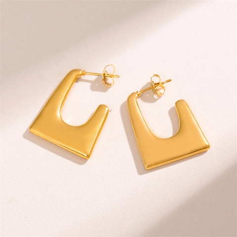 Minimalistische U-Form Ohrringe Edelstahl Geometrische Quadratische Gold Vergoldet Poliert Hoop Ohrschmuck Für Frauen Täglich