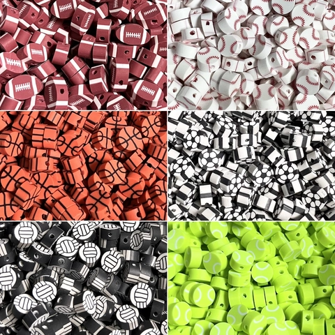Perline A Forma Di Palla Sportiva In Argilla Polimerica Per Gioielli Fai Da Te Bracciali Calcio Basket Pallavolo Tennis