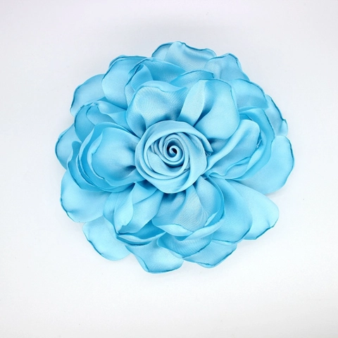 Spilla a Forma di Rosa in Tessuto di Raso Francese Clip per Capelli per Donna Elegante Fiore Grande Fatto a Mano Gioielli