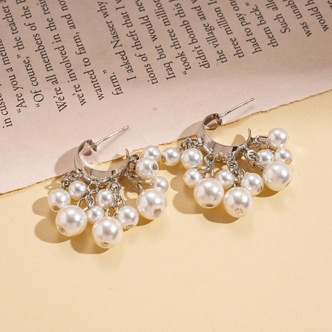 C-Vormige Creolen Met Imitatieparel Kwastjes En 925 Sterling Zilveren Oorknopjes Vintage Elegante Sieraden Voor Dames