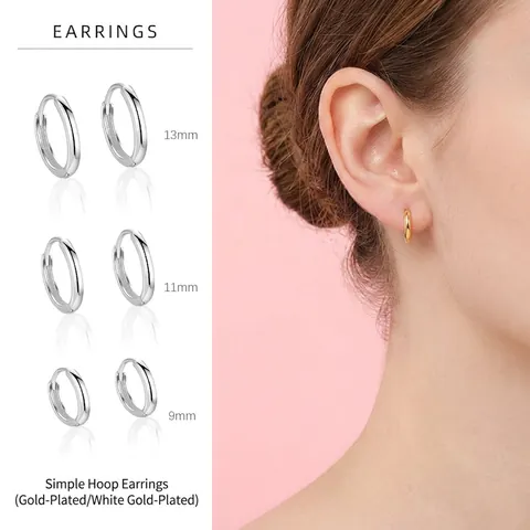 S925 Sterling Silver Minimalist Hoop Earrings For Women Polished Geometric Round Ear Buckle Simple Everyday Fashion Jewelry