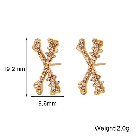 Stainless Steel Gold Plated C Shape Hoop Earrings For Women Heart Evil Eye Rhinestone Artificial Pearl Geometric Jewelry