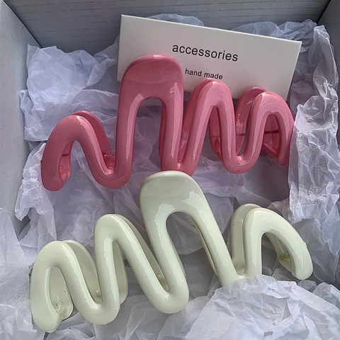 Wave Design Hair Claw Clip Plastic Resin Jelly Color Shark Hairpin For Women Summer Styling