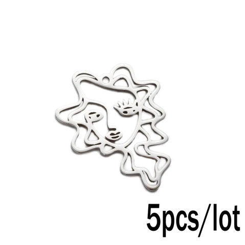 Dijes Huecos Cara Abstracta Acero Inoxidable Flor Animal DIY Fabricación Joyas Colgantes Collar Pulsera Pendiente Accesorios