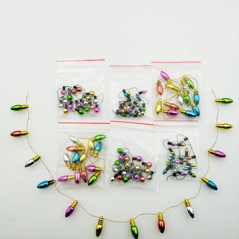 Mini Christmas Bulb Bead String Plastic Electroplated Non Lighting Decorative Holiday Tree Garland Party Ornament Craft DIY