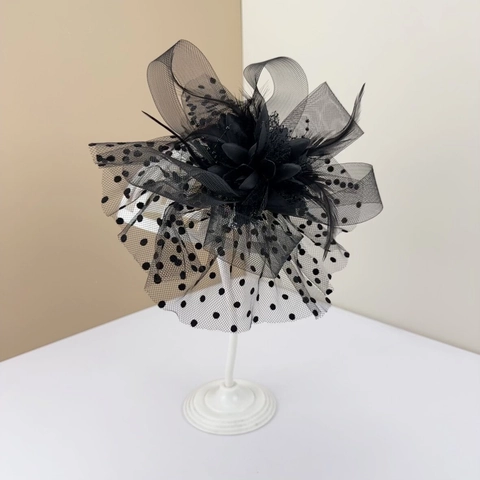 Γαλλικό Ρετρό Κλιπ Μαλλιών Fascinator Πλέγμα Πουά Φτερό Λουλούδι Κομψό Στολίδι Κεφαλής Γάμου Πάρτι Κοσμήματα για Γυναίκες