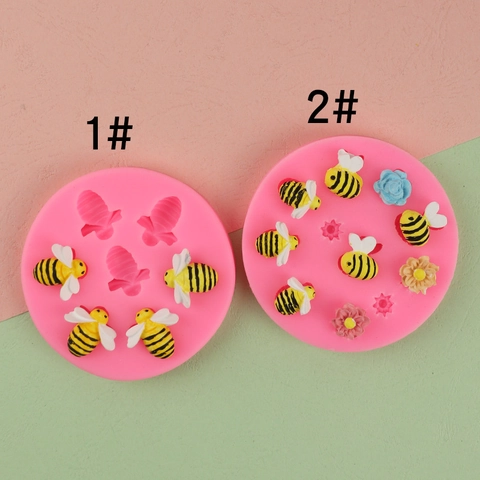 Stampo Silicone Ape Fiore Fondant Cioccolato Decorazione Torte Strumento Pasticceria DIY Rosa Grigio Tondo