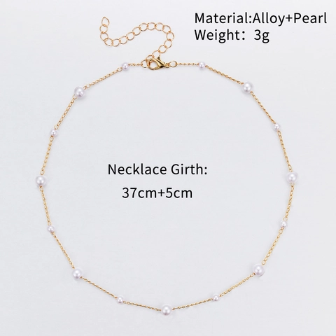 Collier Choker En Alliage Avec Imitation Künstliche Perle Élégant Minimaliste Chaîne De Clavicule Pour Femmes Style Rétro Français Accessoire