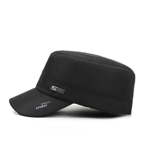 Men Cadet Cap Flat Top Hat Quick Dry Breathable Polyester Adjustable Outdoor Sports Sun Protection Military Style