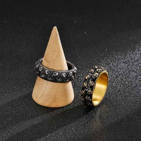 Anillo De Calavera De Acero Inoxidable Punk Gótico Hip Hop Relieve Retro Joyería De Motociclista Para Hombre