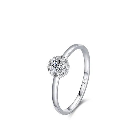 Anillo de Racimo de Flores de Plata de Ley 925 para Mujer Elegante Circonia Micro Incrustación Brillante Anillo de Dedo Joyería de Moda Regalo