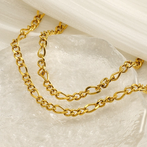 Figaro Kette Halskette 18K Vergoldet 304 Edelstahl Hip Hop Punk Minimalistischer Schmuck Für Herren Damen