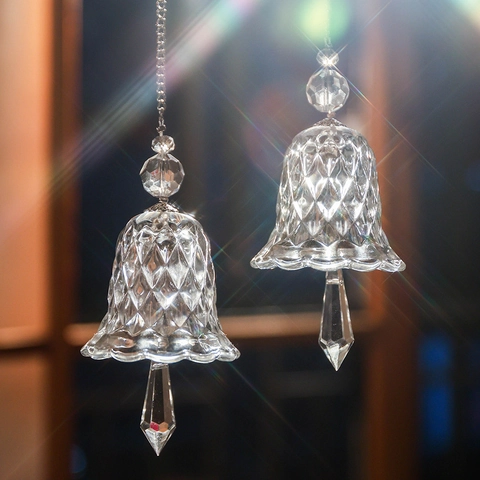 Crystal Wind Chime Hanging Bell Suncatcher Glass Iridescent Prism Rainbow Maker For Window Home Garden Decor