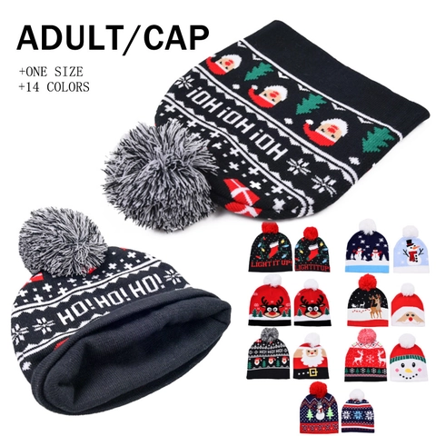 Cappello In Maglia Di Natale Morbido Caldo Pompon Motivo Babbo Natale Renna Festa Invernale Per Adulti E Bambini