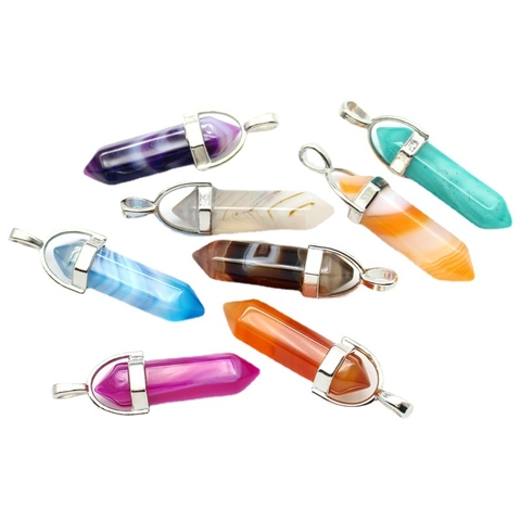 Collana Pendente Colonna Esagonale In Pietra Naturale Ametista Quarzo Rosa Pendolo In Cristallo Di Guarigione Reiki