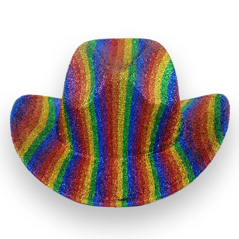 Rainbow Sequin Cowboy Hat And Top Hat Festival Party Carnival Rave Pride Glitter Polyester Performance For Men Women