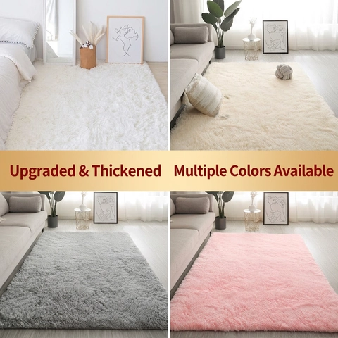 Shaggy Rug Plush Carpet Polyester Nordic Modern Minimalist Long Hair Soft Thicken Non-Slip For Living Room Bedroom