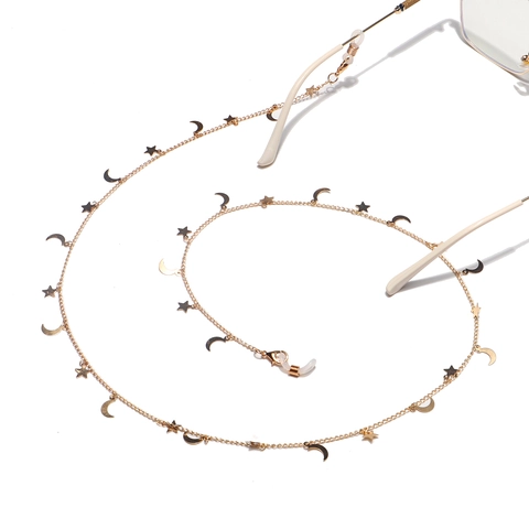 Fashion Glasses Chain Alloy Metal Star Moon Charms Anti Slip Eyewear Strap For Women Decorative Necklace