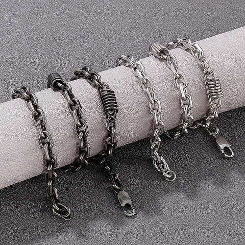 Collier Chaîne En Acier Inoxydable Pour Homme Avec Accents De Ressort Style Punk Vintage Industriel Bijoux De Moto