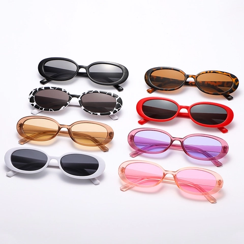 Occhiali Da Sole Ovali Vintage Protezione UV400 Montatura Piccola Plastica Street Style Per Uomini E Donne