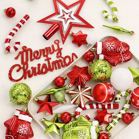 Adornos Para Árbol De Navidad Surtido Con Estrella De Copa Bolas Copos De Nieve Y Bastones De Caramelo Decoración Festiva