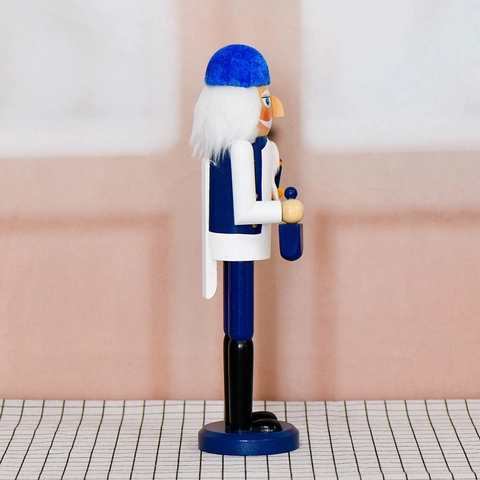 Schiaccianoci Di Hanukkah Soldato Statuina In Legno Con Menorah E Dreidel Blu Bianco Decorazione Per Festa Ebraica Ornamento