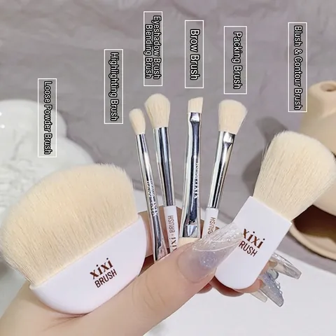 Mini Tragbare Make-up-Pinsel Mit Transparenter Aufbewahrungsbox Bionische Wolle Weiche Borsten Reise Beauty Tools Gesicht