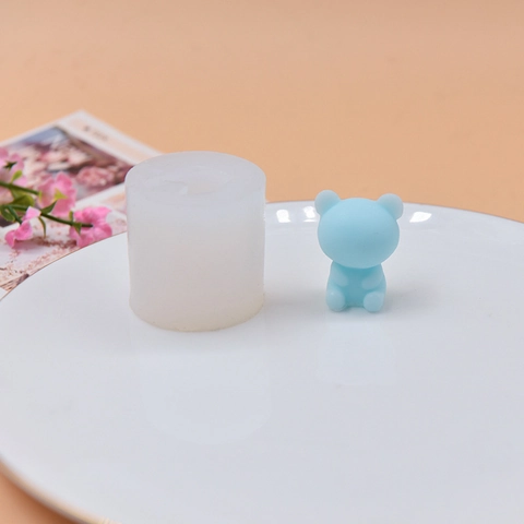 Sitting Bear Silicone Mold For DIY Scented Candle And Resin Plaster Ornament Handcrafted Bow Tie Animal Shape Crafting