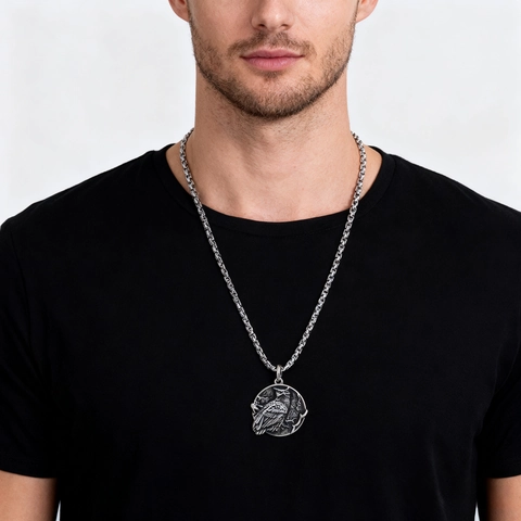 Collana Con Ciondolo Civetta Corvo In Acciaio Inossidabile Gioielli Lucidati Mitologici Vintage Per Uomini Donne
