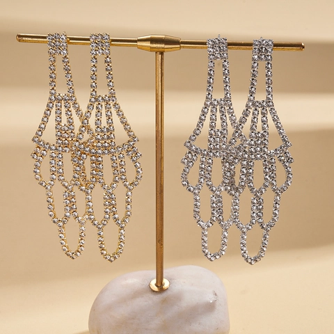 Pendientes Colgantes De Araña Con Diamantes De Imitación En Forma De Abanico Hueco Con Silver Earring Post Para Mujeres