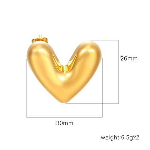 Pendientes De Corazón Chunky Acero Inoxidable Hueco 3D Geométrico Joyería Para Mujer