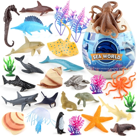 Simulation Animal Model Toys Large Storage Egg PVC Marine Forest Creatures Educational Cognitive Play Kids Toddlers Novelty