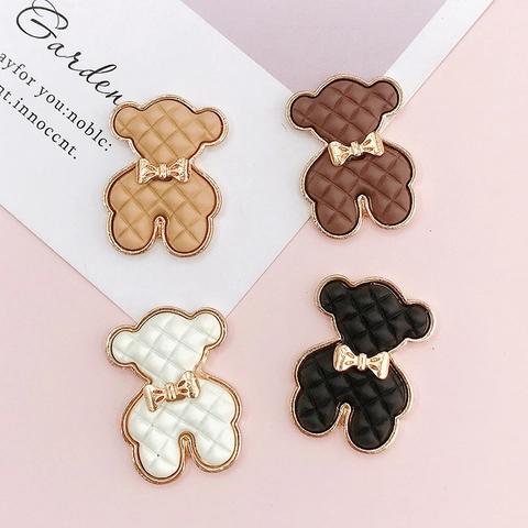 Ciondoli In Lega A Forma Di Orso Trama Trapuntata Fiocco Dorato Accessori Per Decorazione Gioielli E Cover Per Cellulari