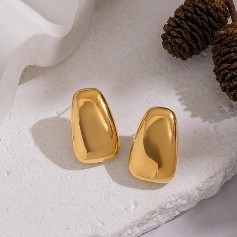 Boucles D'oreilles Géométriques Goutte D'eau Acier Inoxydable 304 Plaqué Or Poli Miroir Hypoallergénique Étanche Bijoux Mode