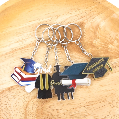 Abschluss Acryl Schlüsselanhänger Tasche Anhänger Dekorativ Doktorhut Zertifikat Bücher Absolvent Silhouette Schlüsselring Geschenk